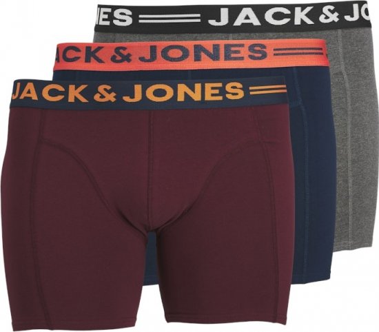 Jack & Jones LICHFIELD Trunks 3-Pack Burgundy - Bielizna & stroje kąpielowe - Bielizna & Stroje kąpielowe 2XL-8XL