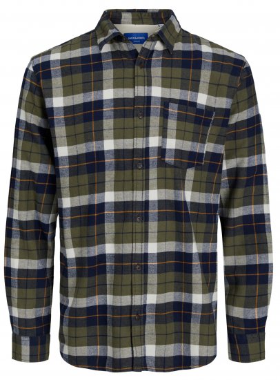 Jack & Jones JOROWEN CHECK COMFORT Shirt Olive - Koszule - Koszule 2XL-10XL