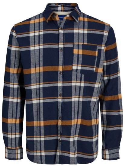 Jack & Jones JOROWEN CHECK COMFORT Shirt Navy - Koszule - Koszule 2XL-10XL