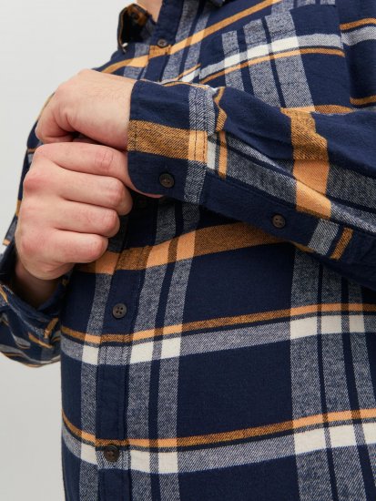 Jack & Jones JOROWEN CHECK COMFORT Shirt Navy - Koszule - Koszule 2XL-10XL