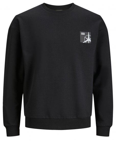 Jack & Jones JCOFILO Crew Neck Sweater with Back Print Black - Bluzy & bluzy z kapturem - Bluzy & Bluzy z kapturem 2XL-12XL