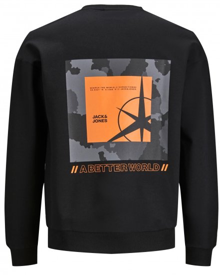 Jack & Jones JCOFILO Crew Neck Sweater with Back Print Black - Bluzy & bluzy z kapturem - Bluzy & Bluzy z kapturem 2XL-12XL