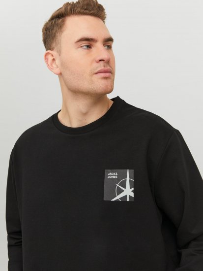 Jack & Jones JCOFILO Crew Neck Sweater with Back Print Black - Bluzy & bluzy z kapturem - Bluzy & Bluzy z kapturem 2XL-12XL