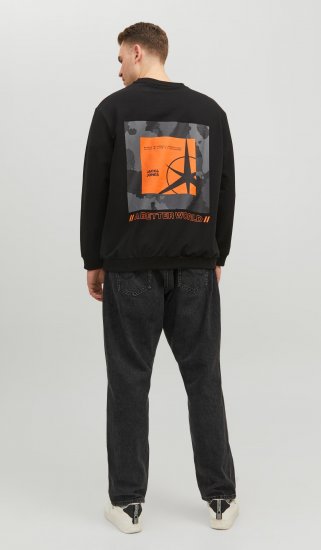 Jack & Jones JCOFILO Crew Neck Sweater with Back Print Black - Bluzy & bluzy z kapturem - Bluzy & Bluzy z kapturem 2XL-12XL