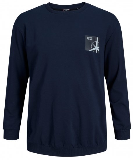 Jack & Jones JCOFILO Crew Neck Sweater with Back Print Navy Blazer - Bluzy & bluzy z kapturem - Bluzy & Bluzy z kapturem 2XL-12XL