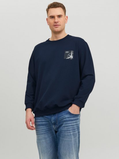 Jack & Jones JCOFILO Crew Neck Sweater with Back Print Navy Blazer - Bluzy & bluzy z kapturem - Bluzy & Bluzy z kapturem 2XL-12XL