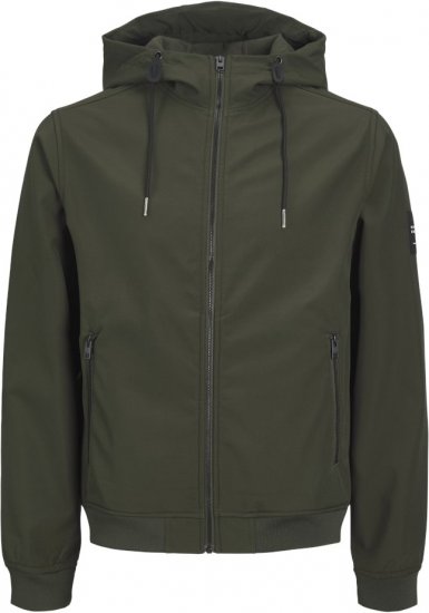 Jack & Jones BASIC Water-Resistant Softshell Jacket Green - Kurtki Męskie Duże Rozmiary - Kurtki Duże rozmiary 2XL-8XL