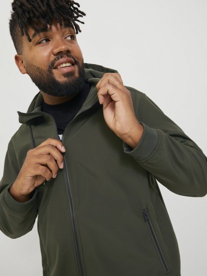 Jack & Jones BASIC Water-Resistant Softshell Jacket Green - Kurtki Męskie Duże Rozmiary - Kurtki Duże rozmiary 2XL-8XL