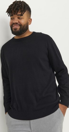 Jack & Jones BASIC Knitted Sweater Black - Bluzy & bluzy z kapturem - Bluzy & Bluzy z kapturem 2XL-12XL