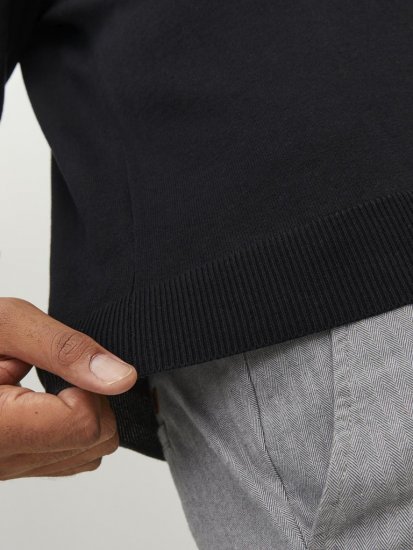 Jack & Jones BASIC Knitted Sweater Black - Bluzy & bluzy z kapturem - Bluzy & Bluzy z kapturem 2XL-12XL