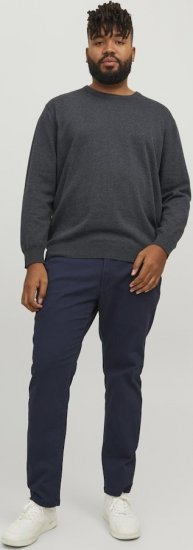 Jack & Jones BASIC Knitted Sweater Dark Grey Melange - Bluzy & bluzy z kapturem - Bluzy & Bluzy z kapturem 2XL-12XL