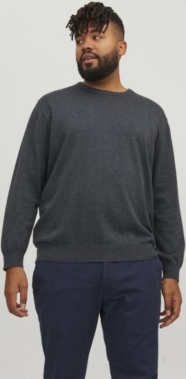 Jack & Jones BASIC Knitted Sweater Dark Grey Melange - Bluzy & bluzy z kapturem - Bluzy & Bluzy z kapturem 2XL-12XL