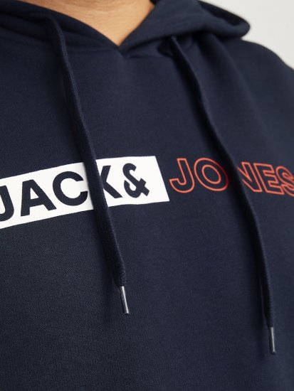 Jack & Jones CORP LOGO PLAY 5 Print Hoodie Navy Blazer - Bluzy & bluzy z kapturem - Bluzy & Bluzy z kapturem 2XL-12XL
