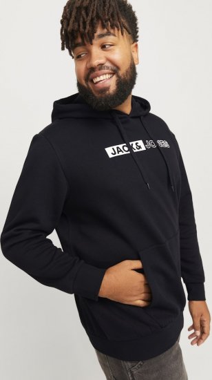 Jack & Jones CORP LOGO PLAY 5 Print Hoodie Black - Bluzy & bluzy z kapturem - Bluzy & Bluzy z kapturem 2XL-12XL