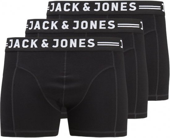 Jack & Jones SENSE Trunks 3-Pack Black - Bielizna & stroje kąpielowe - Bielizna & Stroje kąpielowe 2XL-8XL