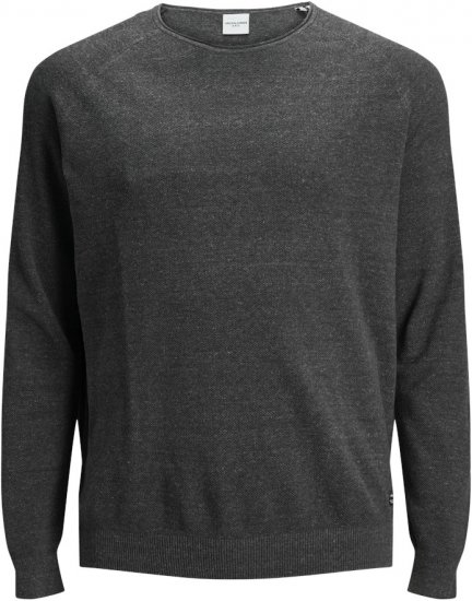 Jack & Jones HILL Knitted Sweater Dark Grey Melange - Bluzy & bluzy z kapturem - Bluzy & Bluzy z kapturem 2XL-12XL