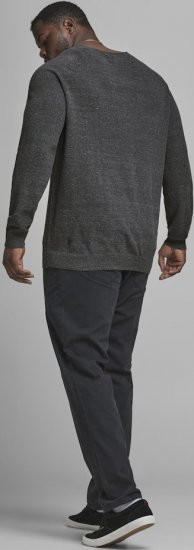 Jack & Jones HILL Knitted Sweater Dark Grey Melange - Bluzy & bluzy z kapturem - Bluzy & Bluzy z kapturem 2XL-12XL