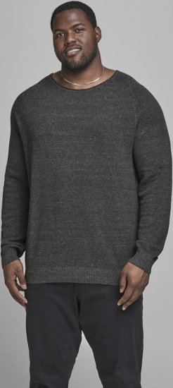 Jack & Jones HILL Knitted Sweater Dark Grey Melange - Bluzy & bluzy z kapturem - Bluzy & Bluzy z kapturem 2XL-12XL