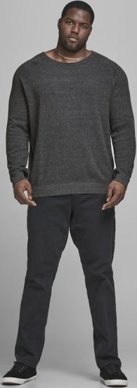 Jack & Jones HILL Knitted Sweater Dark Grey Melange - Bluzy & bluzy z kapturem - Bluzy & Bluzy z kapturem 2XL-12XL