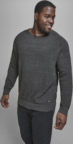 Jack & Jones HILL Knitted Sweater Dark Grey Melange - Bluzy & bluzy z kapturem - Bluzy & Bluzy z kapturem 2XL-12XL