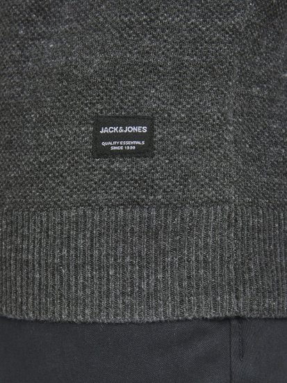 Jack & Jones HILL Knitted Sweater Dark Grey Melange - Bluzy & bluzy z kapturem - Bluzy & Bluzy z kapturem 2XL-12XL