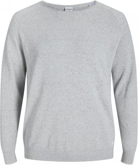 Jack & Jones HILL Knitted Sweater Light Grey Melange - Bluzy & bluzy z kapturem - Bluzy & Bluzy z kapturem 2XL-12XL