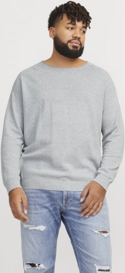 Jack & Jones HILL Knitted Sweater Light Grey Melange - Bluzy & bluzy z kapturem - Bluzy & Bluzy z kapturem 2XL-12XL