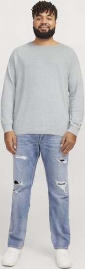 Jack & Jones HILL Knitted Sweater Light Grey Melange - Bluzy & bluzy z kapturem - Bluzy & Bluzy z kapturem 2XL-12XL