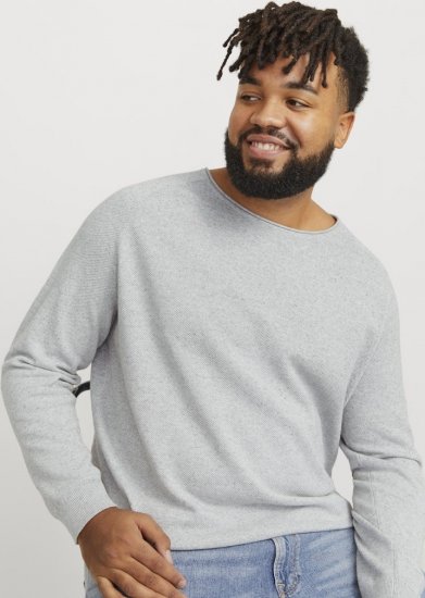 Jack & Jones HILL Knitted Sweater Light Grey Melange - Bluzy & bluzy z kapturem - Bluzy & Bluzy z kapturem 2XL-12XL
