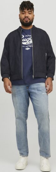 Jack & Jones ROCKY Faux Suede Bomber Jacket Jet Black - Kurtki Męskie Duże Rozmiary - Kurtki Duże rozmiary 2XL-8XL