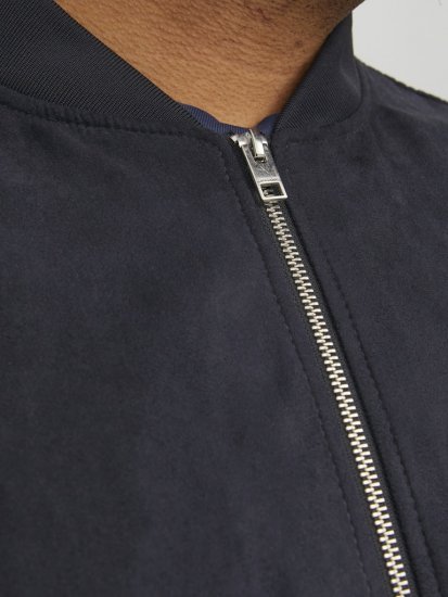 Jack & Jones ROCKY Faux Suede Bomber Jacket Jet Black - Kurtki Męskie Duże Rozmiary - Kurtki Duże rozmiary 2XL-8XL