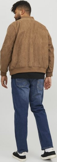 Jack & Jones ROCKY Faux Suede Bomber Jacket Brown - Kurtki Męskie Duże Rozmiary - Kurtki Duże rozmiary 2XL-8XL