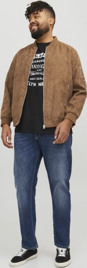 Jack & Jones ROCKY Faux Suede Bomber Jacket Brown - Kurtki Męskie Duże Rozmiary - Kurtki Duże rozmiary 2XL-8XL
