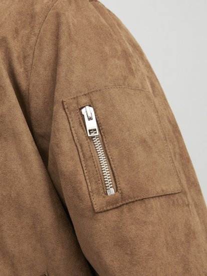 Jack & Jones ROCKY Faux Suede Bomber Jacket Brown - Kurtki Męskie Duże Rozmiary - Kurtki Duże rozmiary 2XL-8XL