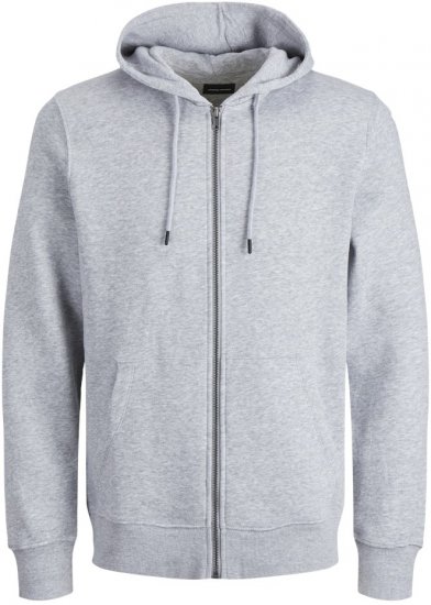Jack & Jones BRADLEY Zip Hoodie Light Grey Melange - Bluzy & bluzy z kapturem - Bluzy & Bluzy z kapturem 2XL-12XL