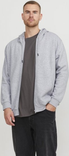 Jack & Jones BRADLEY Zip Hoodie Light Grey Melange - Bluzy & bluzy z kapturem - Bluzy & Bluzy z kapturem 2XL-12XL