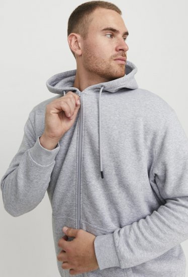 Jack & Jones BRADLEY Zip Hoodie Light Grey Melange - Bluzy & bluzy z kapturem - Bluzy & Bluzy z kapturem 2XL-12XL