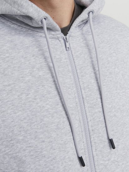 Jack & Jones BRADLEY Zip Hoodie Light Grey Melange - Bluzy & bluzy z kapturem - Bluzy & Bluzy z kapturem 2XL-12XL