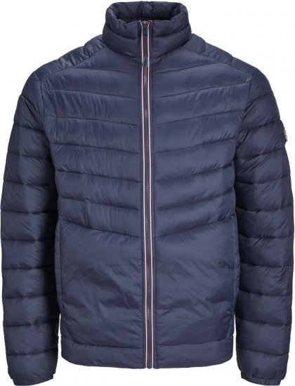 Jack & Jones SPRINT True Red Stitches Quilted Collar Jacket Navy Blazer - Kurtki Męskie Duże Rozmiary - Kurtki Duże rozmiary 2XL-8XL