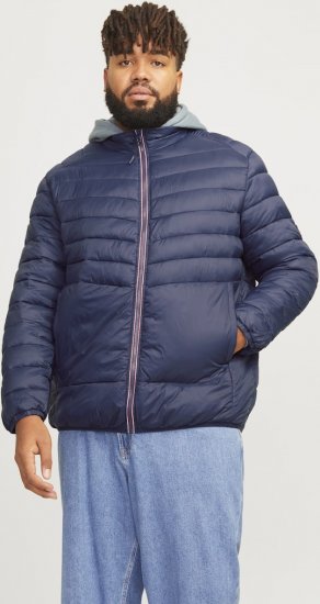 Jack & Jones SPRINT True Red Stitches Quilted Collar Jacket Navy Blazer - Kurtki Męskie Duże Rozmiary - Kurtki Duże rozmiary 2XL-8XL