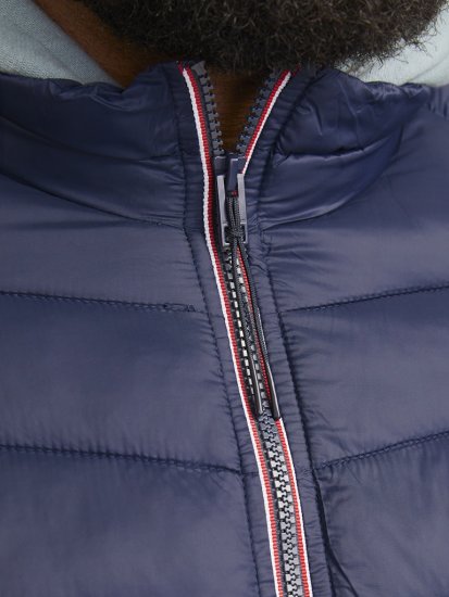 Jack & Jones SPRINT True Red Stitches Quilted Collar Jacket Navy Blazer - Kurtki Męskie Duże Rozmiary - Kurtki Duże rozmiary 2XL-8XL