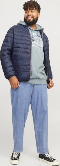 Jack & Jones SPRINT True Red Stitches Quilted Collar Jacket Navy Blazer - Kurtki Męskie Duże Rozmiary - Kurtki Duże rozmiary 2XL-8XL