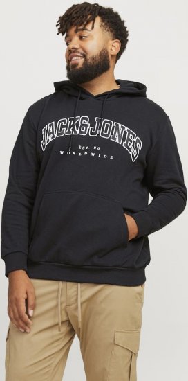 Jack & Jones CALEB Hoodie Black - Bluzy & bluzy z kapturem - Bluzy & Bluzy z kapturem 2XL-12XL