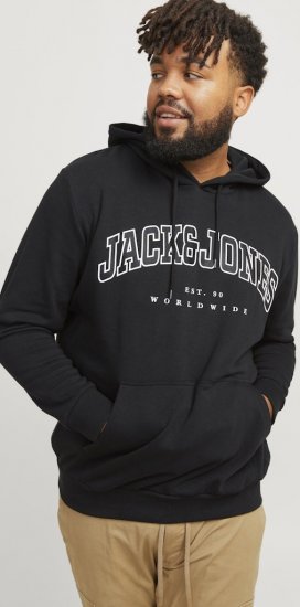 Jack & Jones CALEB Hoodie Black - Bluzy & bluzy z kapturem - Bluzy & Bluzy z kapturem 2XL-12XL