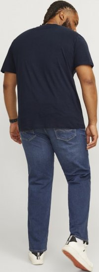 Jack & Jones CALEB VARSITY O-Neck T-Shirt Navy Blazer - Koszulki - T-shirty meskie Duże Rozmiary - 2XL-14XL