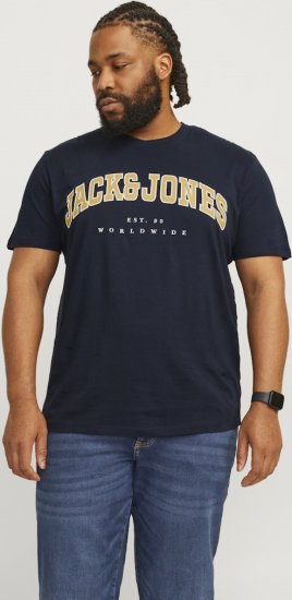 Jack & Jones CALEB VARSITY O-Neck T-Shirt Navy Blazer - Koszulki - T-shirty meskie Duże Rozmiary - 2XL-14XL