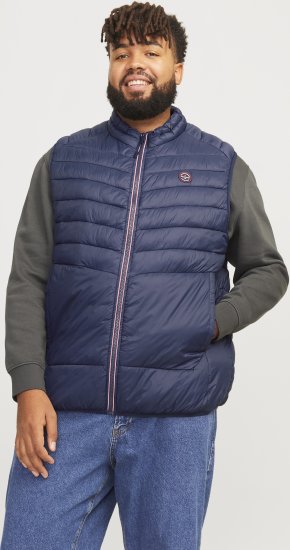 Jack & Jones SPRINT True Red Stitches BODYWARMER Navy Blazer - Kurtki Męskie Duże Rozmiary - Kurtki Duże rozmiary 2XL-8XL