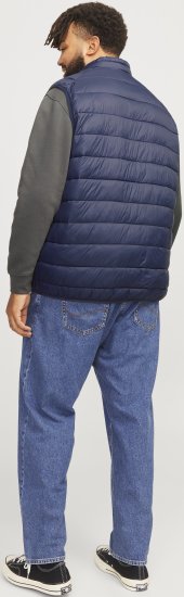 Jack & Jones SPRINT True Red Stitches BODYWARMER Navy Blazer - Kurtki Męskie Duże Rozmiary - Kurtki Duże rozmiary 2XL-8XL