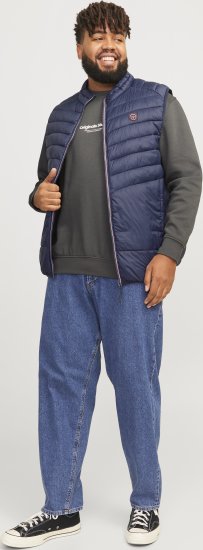 Jack & Jones SPRINT True Red Stitches BODYWARMER Navy Blazer - Kurtki Męskie Duże Rozmiary - Kurtki Duże rozmiary 2XL-8XL