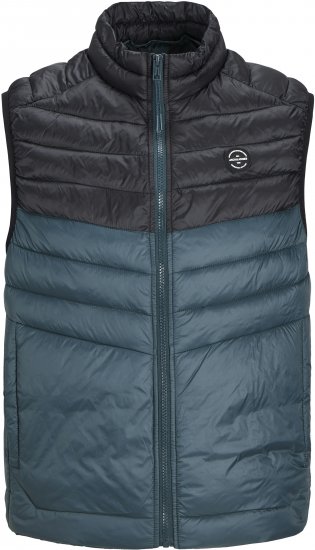 Jack & Jones SPRINT Black Blocking BODYWARMER With Collar Dark Turquoise - Kurtki Męskie Duże Rozmiary - Kurtki Duże rozmiary 2XL-8XL